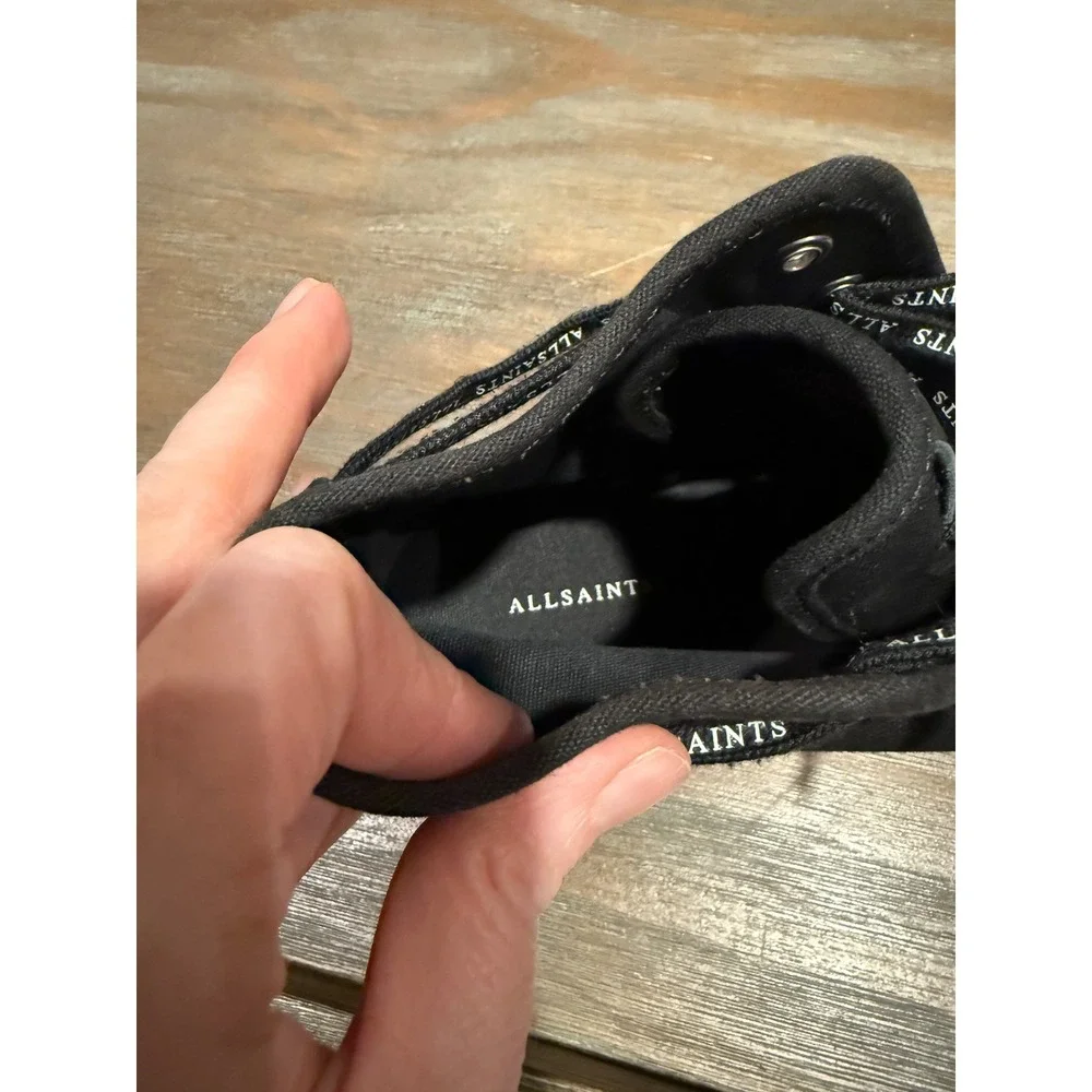 AllSaints Jaxal High Top Canvas Sneakers Black Gum Sole Womens‎ 9 Urban Street